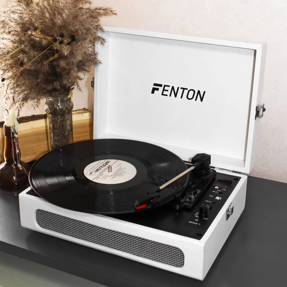 Вініловий програвач Fenton White + Bluetooth, грамофон для вінілових дисків