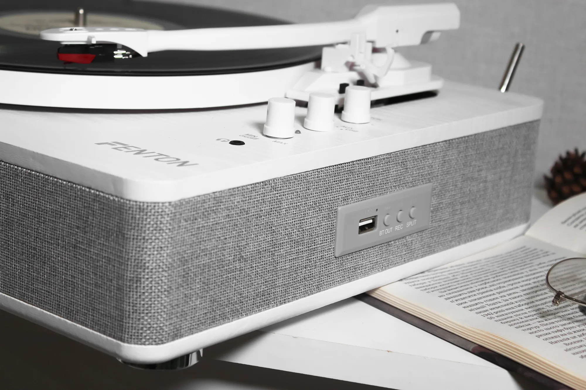 Вініловий програвач  Fenton TT Classic White з Bluetooth, USB (без кришки) - Зображення 10