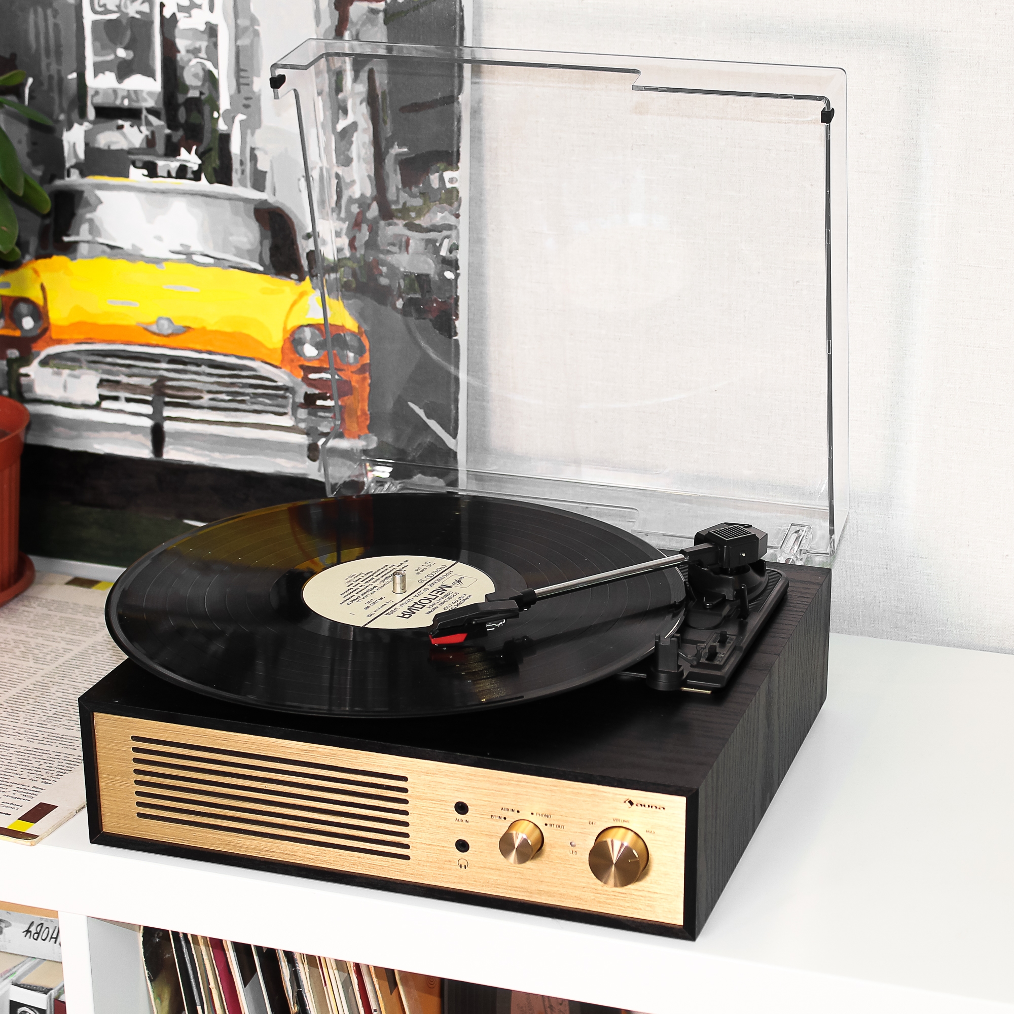 Вініловий програвач Auna Berklee TT Black з Bluetooth (без кришки) Уцінка