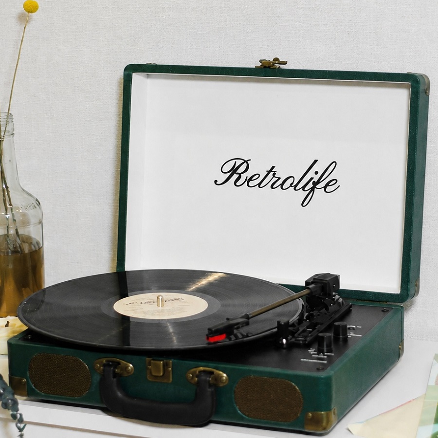 Вініловий програвач для вінілу Retrolife Dark Green з Bluetooth Уцінка