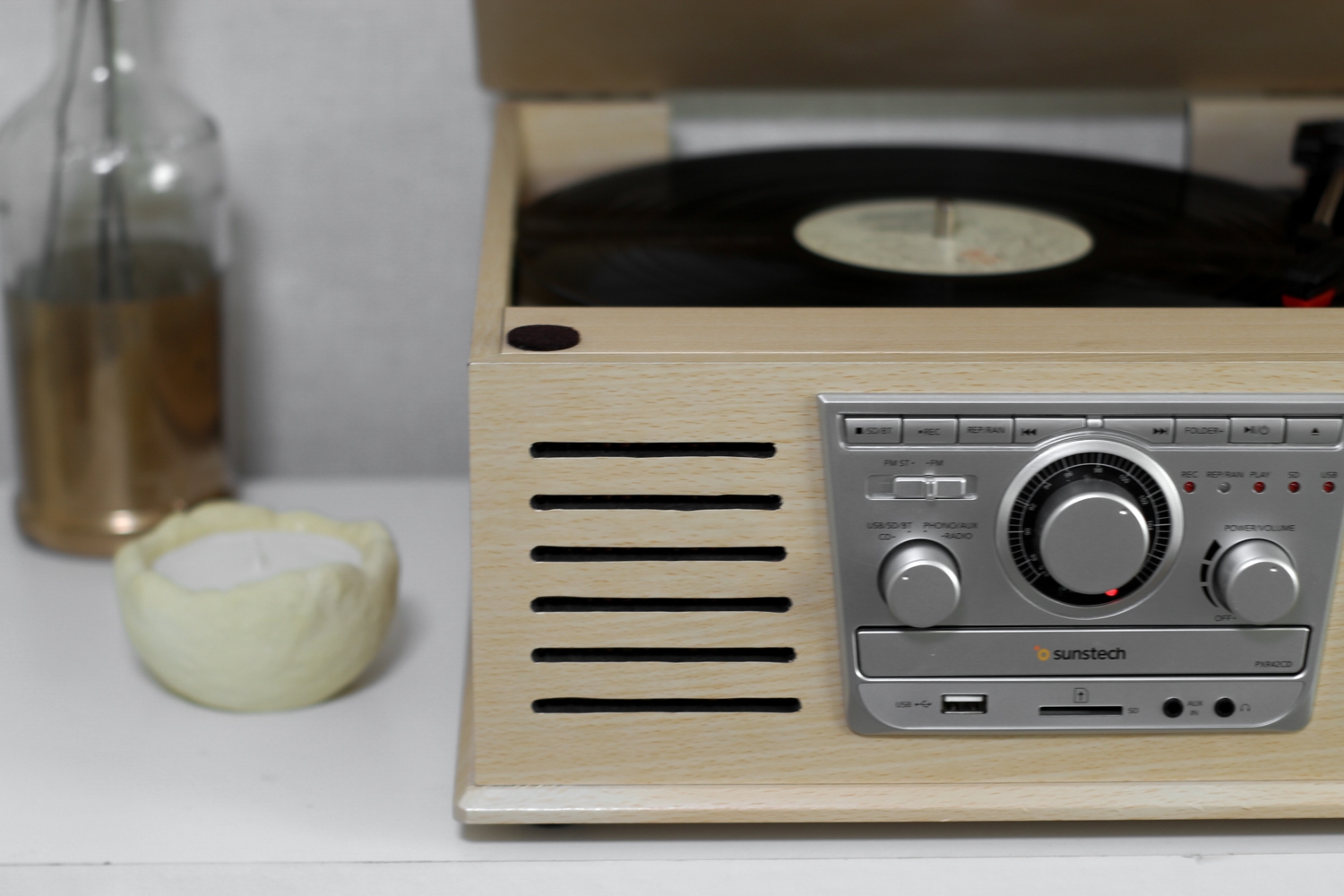 Вініловий програвач Sunstech PXR42cd з CD, FM-радіо, Bluetooth, USB, SD, AUX - Зображення 3