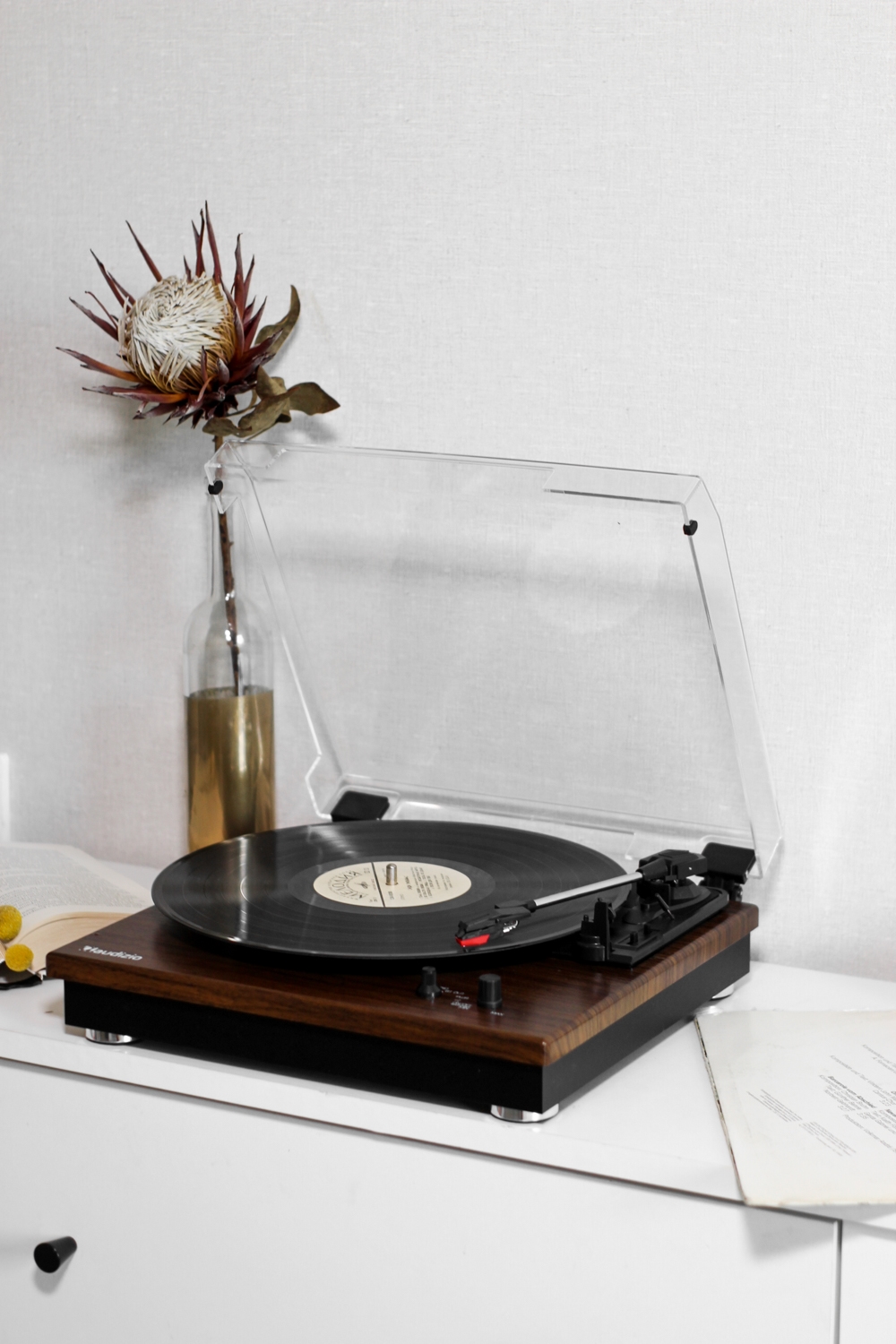 Вініловий програвач Audizio Dark Wood з Bluetooth IN OUT, відтворює всі платівки, колонки вбудовані в дно Уцінка - Зображення 5