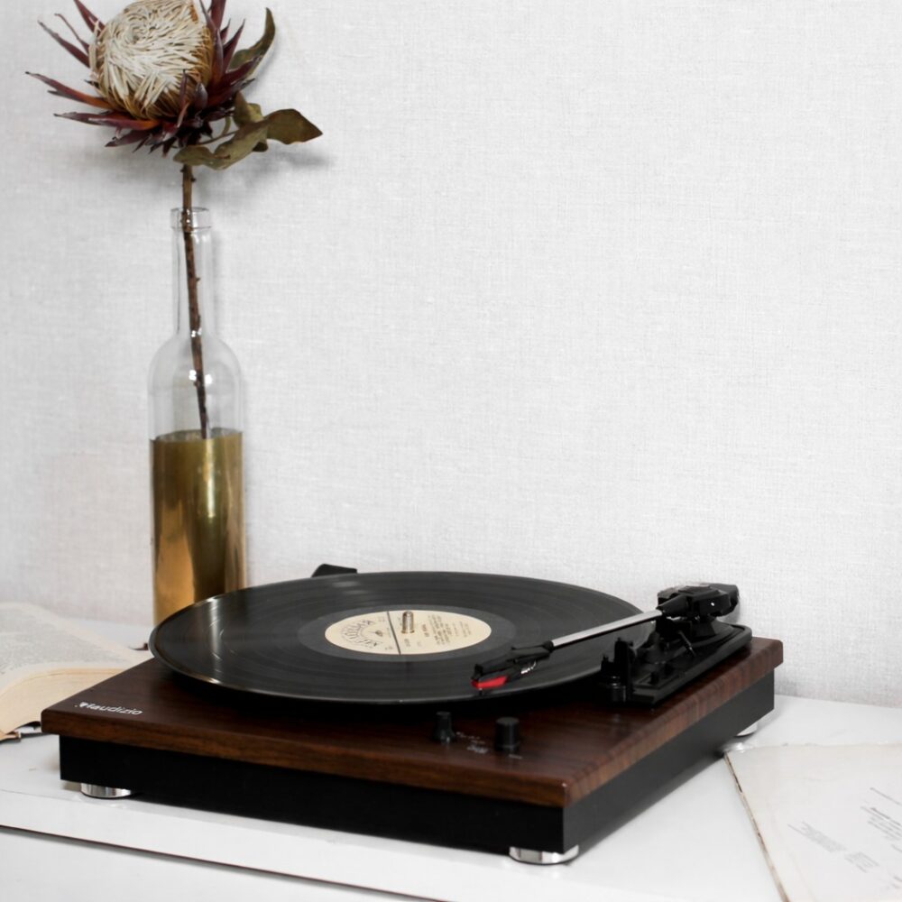 Вініловий програвач Audizio Dark Wood з Bluetooth IN OUT (без кришки) + ПОДАРУНОК платівка Елла Фітцжеральд