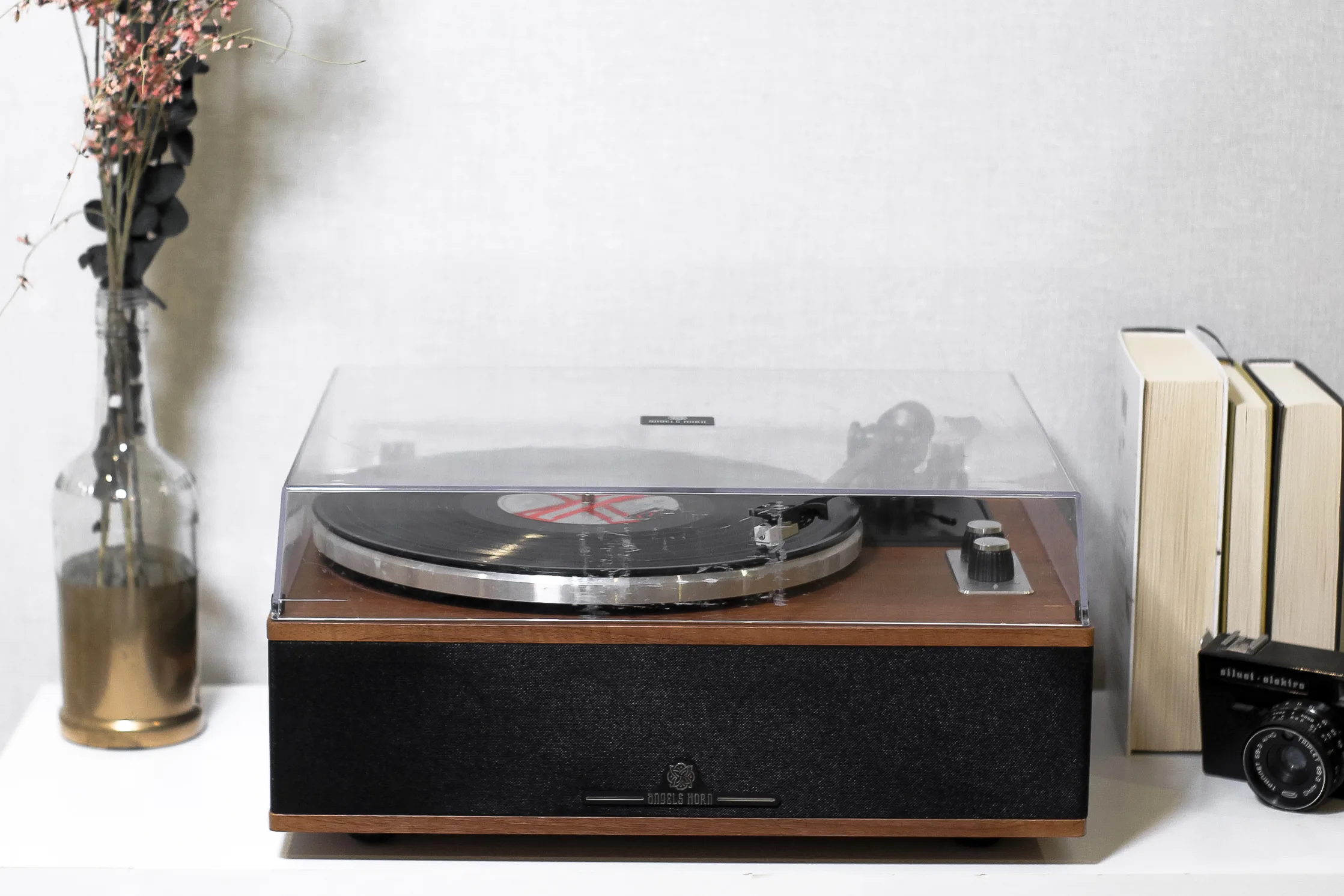 Вініловий програвач Angel Horn Wood з Bluetooth, голка Audio-Technica, повнорозміний диск, вбудовані динаміки, противага тонарма - Зображення 6