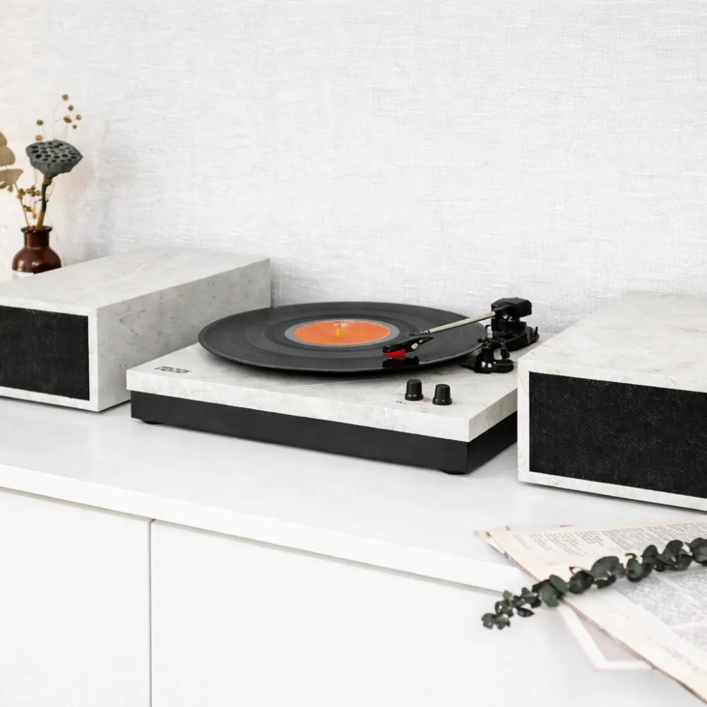 Вініловий програвач Fenton TT Classic Marble з Bluetooth з колонками 50 Вт (колонки в комплекті) без кришки