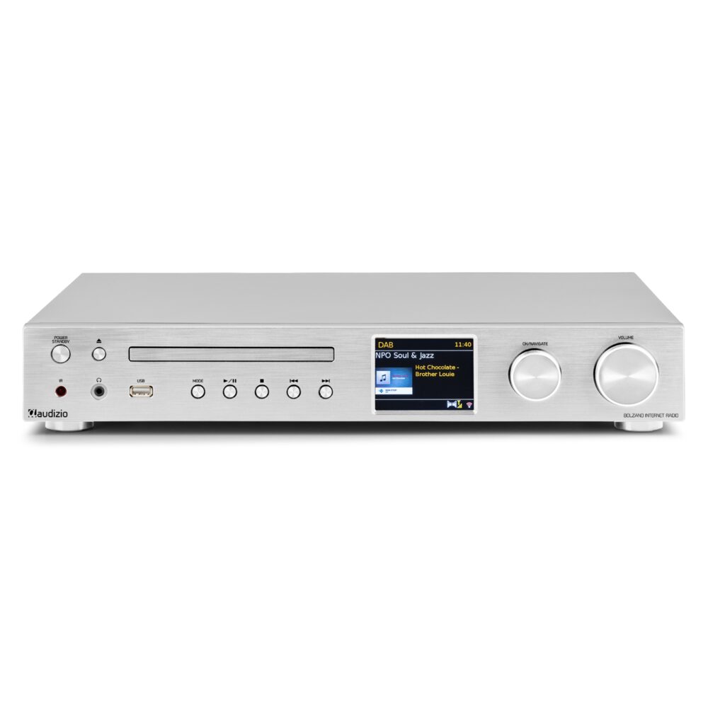 Підсилювач потужності звуку Audizio Bolzano 100 W з інтернет-радіо, Spotify, CD-програвач, Wi-Fi інтернет-ресивер, Bluetooth, FM-радіо, USB з пультом та дисплеєм
