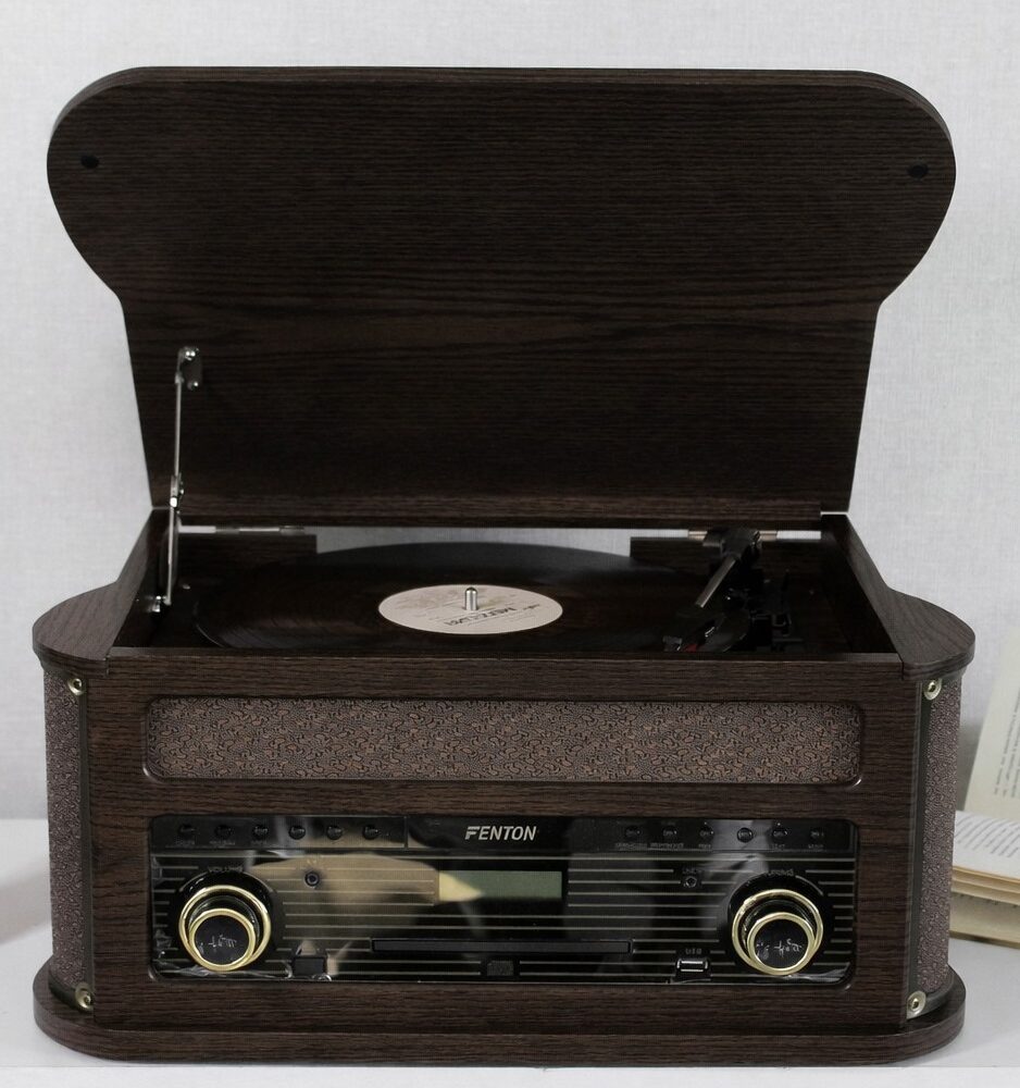 Вініловий програвач, стереосистема, музичний центр Fenton Memphis Dark Wood FM CD USB BT