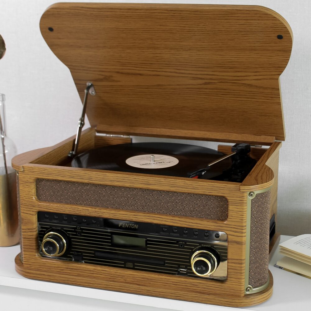 Вініловий програвач, стереосистема, музичний центр Fenton Memphis Wood FM CD USB BT Уцінка