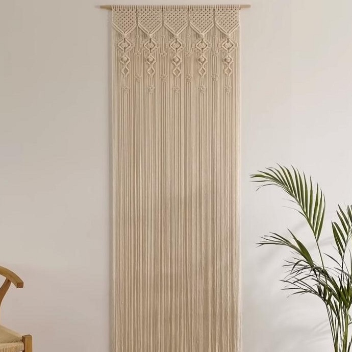 Натуральна завіска макраме, фіранка бохо, плетена фіранка, макраме Meloman, 80*200 см в етно стилі, занавеска