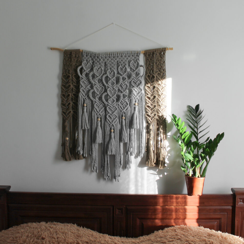 Натуральне настінне панно макраме Meloman, 90 * 90 см в етно стилі, бохо