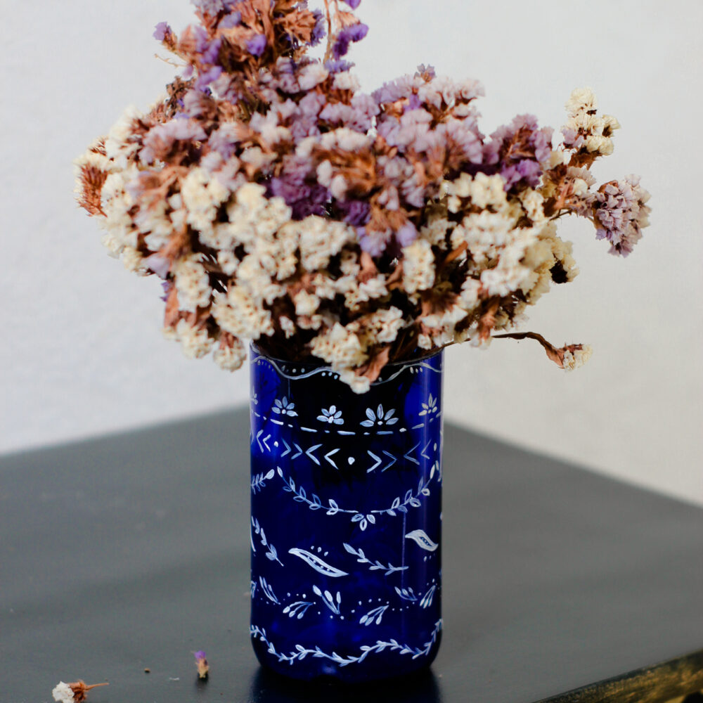 Синя ваза з авторським розписом Meloman Blue Еко-декор, ручна робота