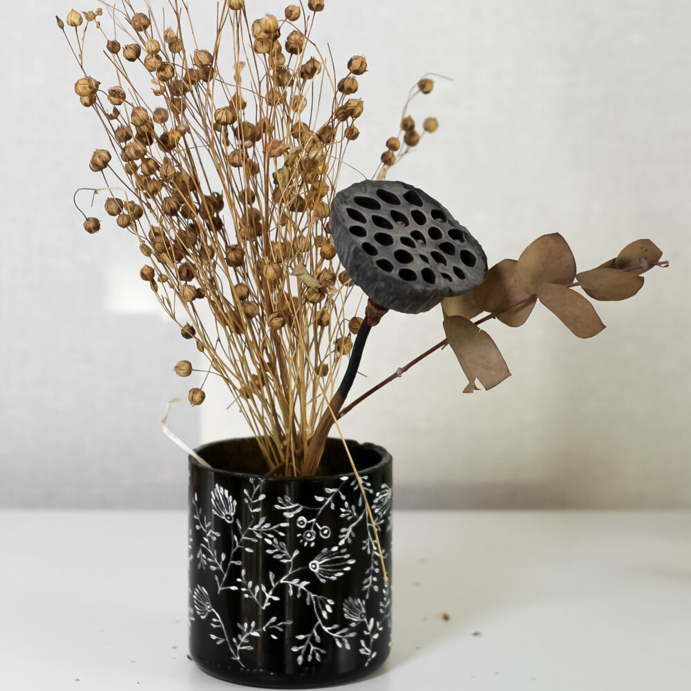 Ваза з авторським розписом з темного скла Meloman Dark Еко-декор, ручна робота