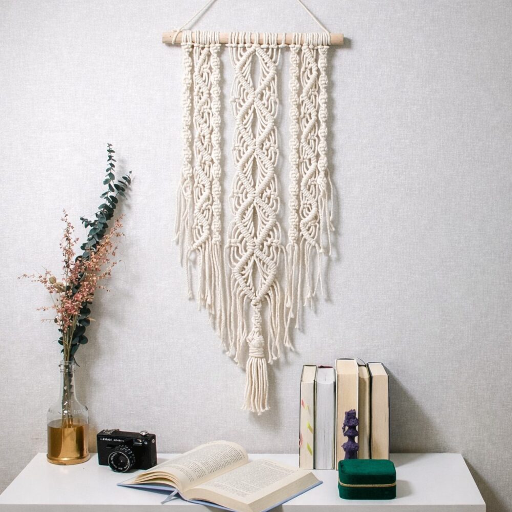 Натуральне настінне панно макраме Handmade, 30 * 80 см в етно стилі, бохо (5800)