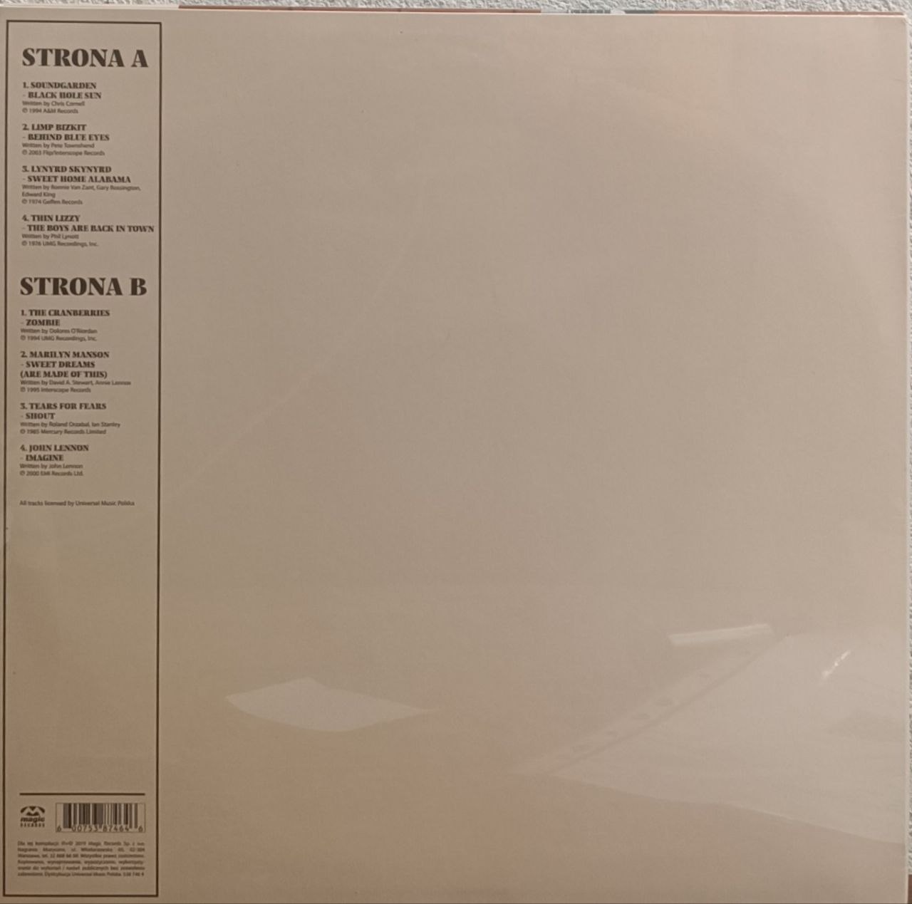 Вінілова платівка збірник рок-музики Back To Vinyl – Rock: Limp Bizkit, The Cranberries, Marilyn Manson, John Lennon - Зображення 3