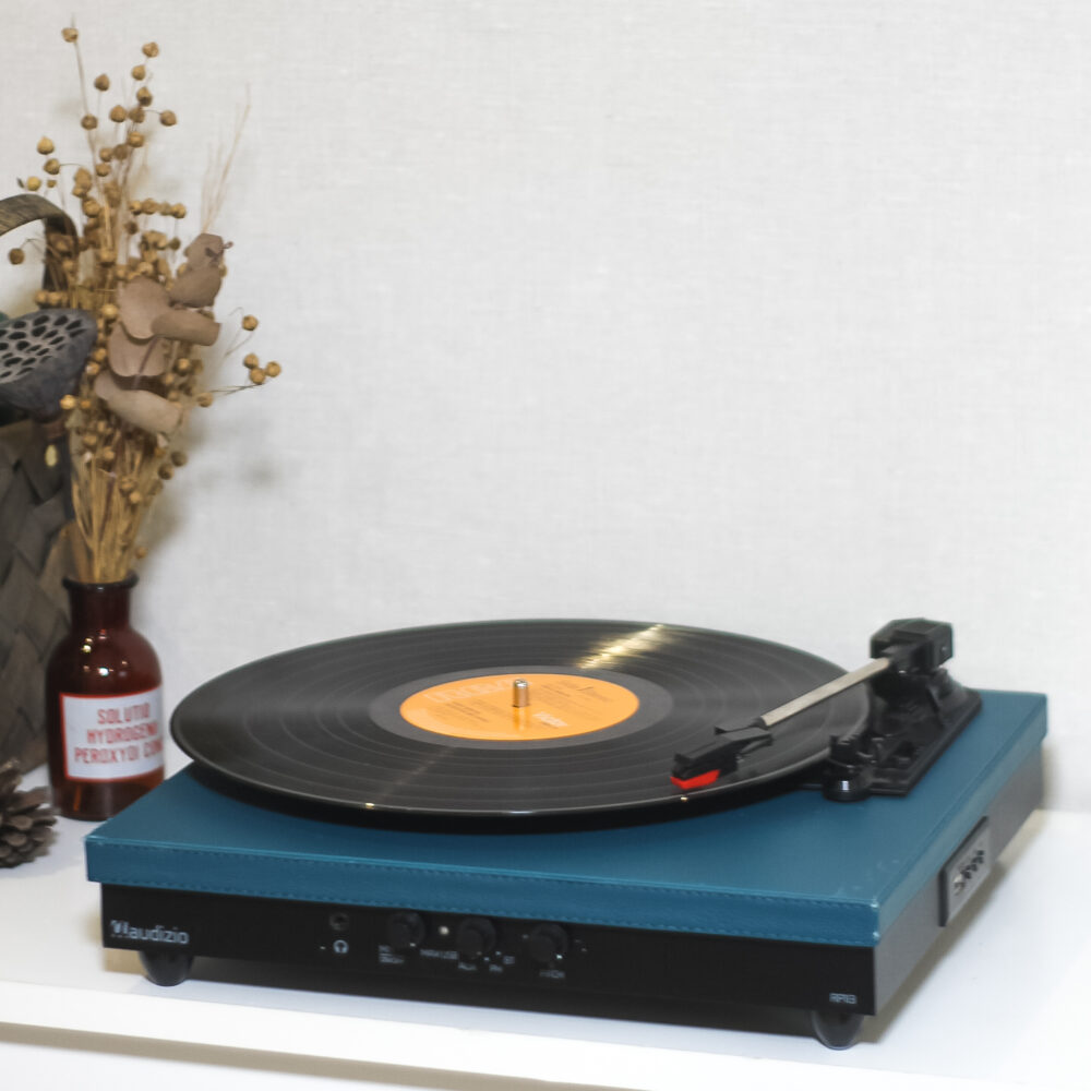 Вініловий програвач Audizio Blue з Bluetooth IN OUT, відтворює всі платівки (без кришки) Уцінка