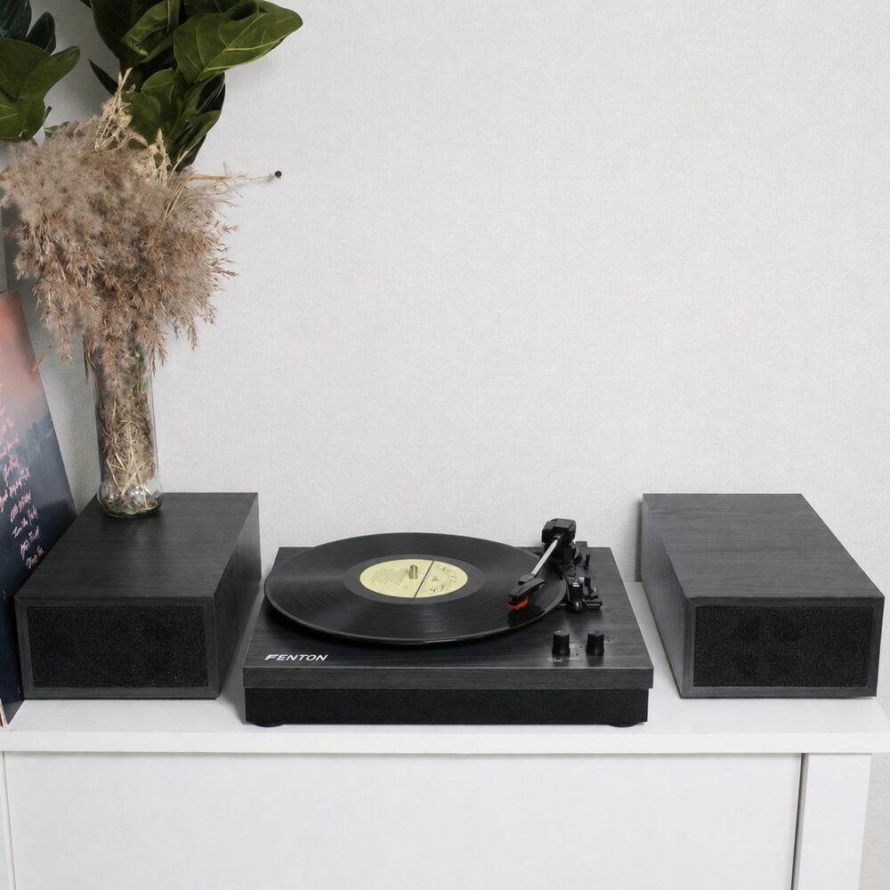 Вініловий програвач Fenton TT Classic Grey Wood з Bluetooth з колонками 50 Вт (колонки в комплекті) без кришки
