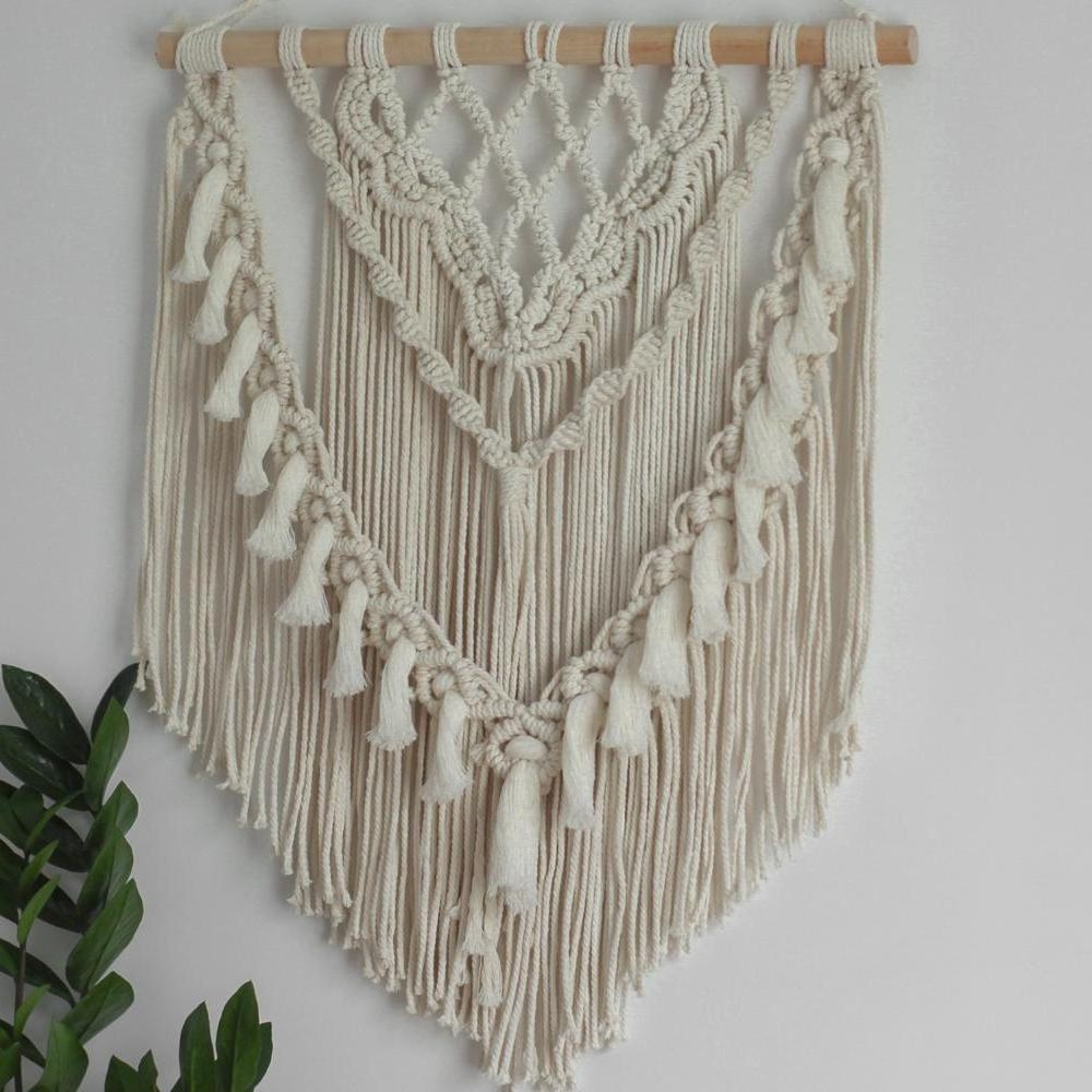 Макраме панно на стіну Boho, Декор ручної роботи з бавовни 50*70 см в етно стилі, бохо з китицями