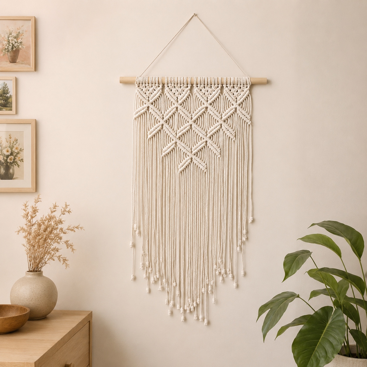 Натуральне настінне панно макраме Meloman boho , 50 * 90 см в етно стилі, бохо