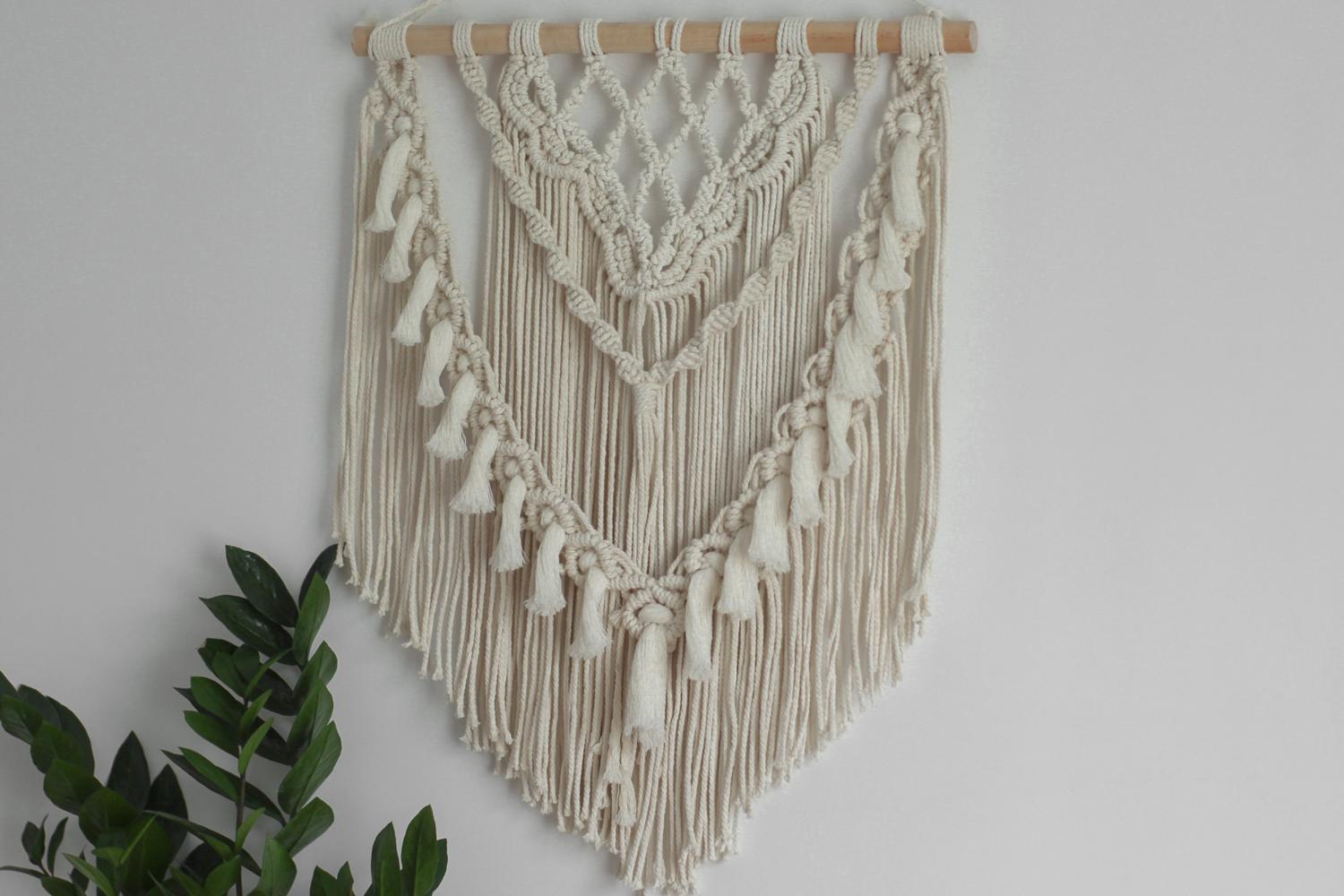 Макраме панно на стіну Boho, Декор ручної роботи з бавовни 50*70 см в етно стилі, бохо з китицями - Зображення 2