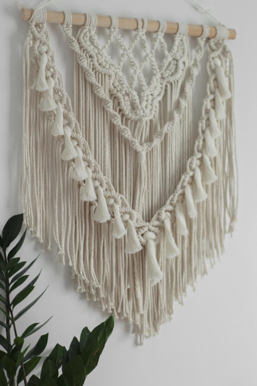 Макраме панно на стіну Boho, Декор ручної роботи з бавовни 50*70 см в етно стилі, бохо з китицями - Зображення 3